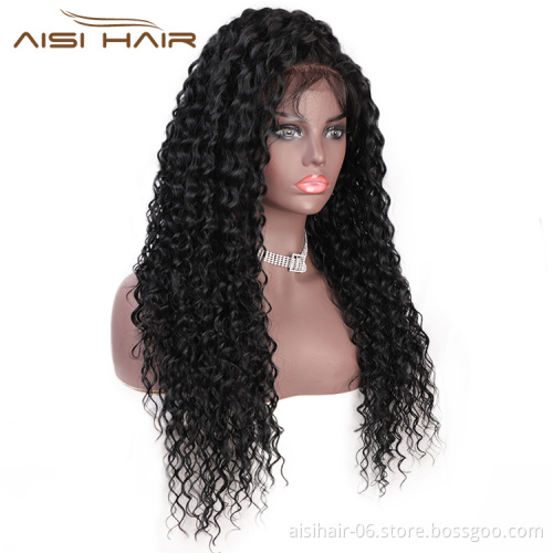 Aisi Hair 13x6 Long Wavy Natural Black Wig Afro Kinky Curly Wave Lace Front Wig Deep Wave Front Lace Hair Wigs For Black Women